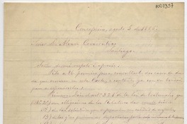 [Carta] 1886 agosto 5, Concepción [a] Don Alvaro Covarrubias