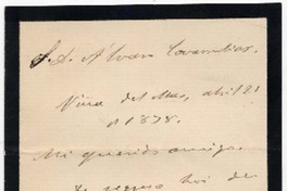 [Carta] 1878 abril 21, Viña del Mar [a] D. Alvaro Covarrubias