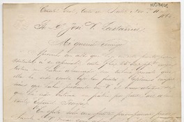 [Carta] 1865 nov[iemb]re 11, [a] Sr. D. José V. Lastarria