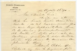 [Carta] 1890 Agosto 12, [Santiago] [a] Mi querido Luis [Covarrubias]