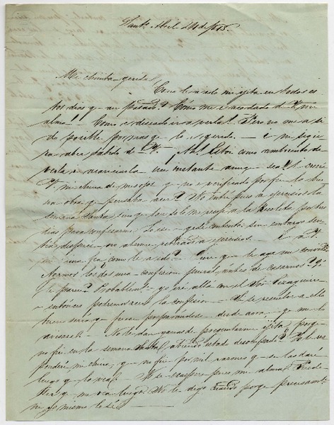 [Carta] 1848 Abril 22, Sant[iag]o a la señorita Benigna Ortúzar