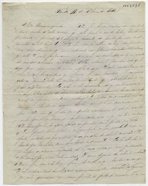 [Carta] 1848 Febrero 12, Santiago [a] Benigna Ortúzar