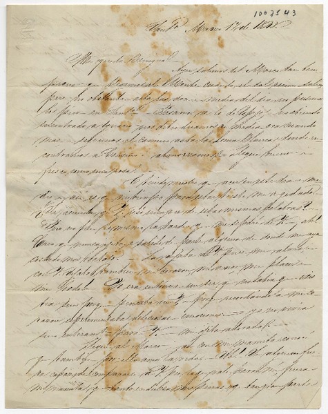 [Carta] 1848 Marzo 17, Santiago [a] Benigna Ortúzar