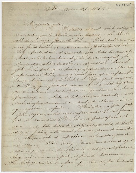 [Carta] 1848 Marzo 21, Santiago [a] Benigna Ortúzar