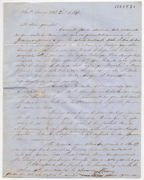 [Carta] 1849 Diciembre 23, Santo Domingo, [a] Benigna Ortúzar de Covarrubias