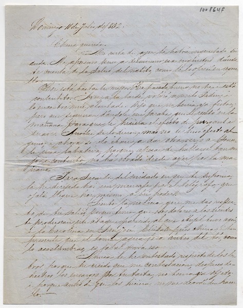 [Carta] [1852] Julio 11, Santiago, de [a] Benigna Ortúzar de Covarrubias.