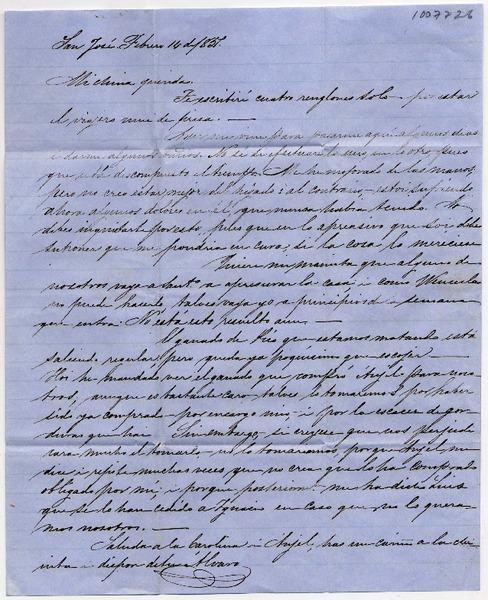 [Carta] 1857 Febrero 14, San José [de Maipo] Sra. Da. Benigna Ortúzar de Covarrubias
