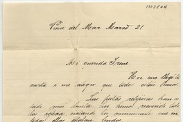 [Carta] [1913?] Marzo 21, Viña del Mar [para Doña Irene Lazcano Echaurren]