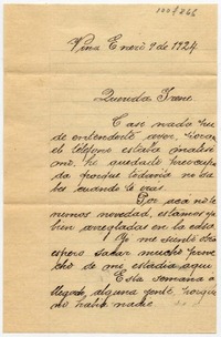 [Carta] 1924 Enero 9, Viña [para Doña Irene Lazcano Echaurren]