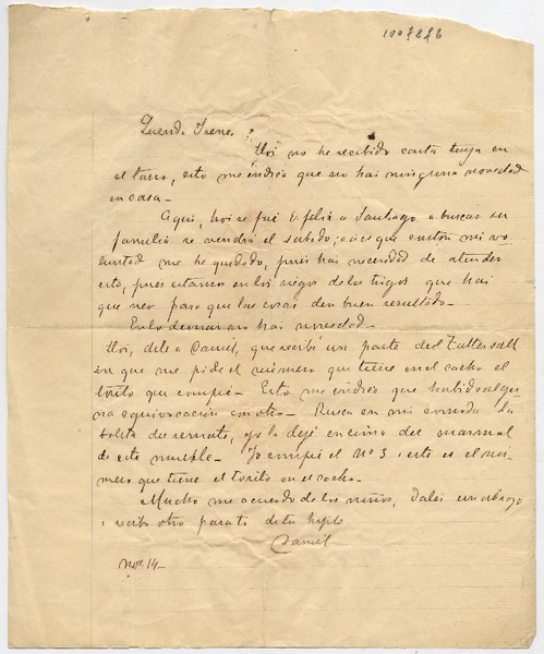 [Carta] [1892?] nov[iembre] 14, [Malloa?] [para Doña Irene Lazcano Echaurren]