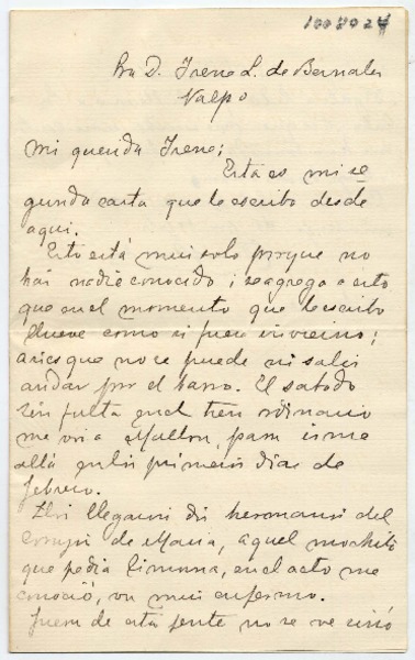[Carta] [1891?] Enero 20, [Santiago?] Par[a] D. Irene L. de Bernales Valp[arais]o