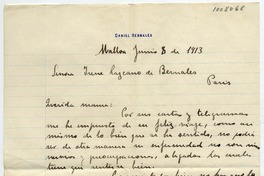 [Carta] 1913 Junio 8, Malloa Señora Irene Lazcano de Bernales Paris