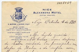 [Carta] 1915 Octubre 8, Niza Mi hijito querido