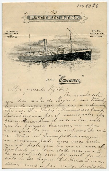 [Carta] [1915?] Junio 12, [San Vicente, Brasil] Mi querido hijito