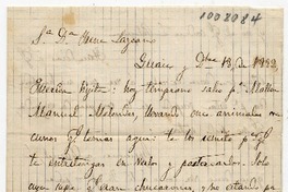 [Carta] 1882 D[iciem]bre 18, Guaico [a] Sa. Da. Irene Lazcano