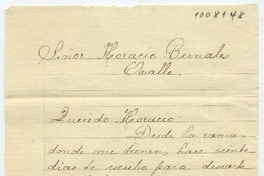 [Carta] [1921?], [Santiago?] [al] Señor Horacio Bernales Ovalle