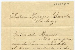 [Carta] [1921?] Enero 29, Viña [al] Señor Horacio Bernales
