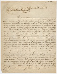 [Carta] 1865 Dic[iembre] 10, Chillán [al] Sor D. Álvaro Covarrubias