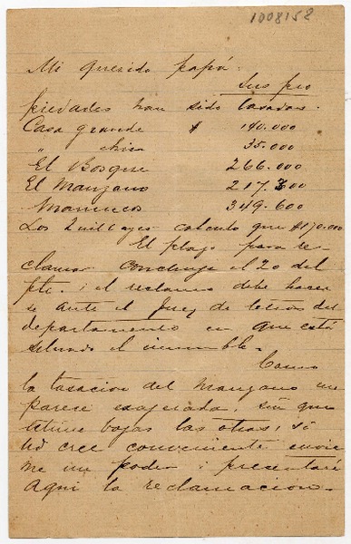[Carta] [1850?], [Valparaíso?] Mi querido papá