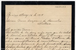 [Carta] 1919 marzo 16, Guaico [a] Señora Irene Lazcano de Bernales