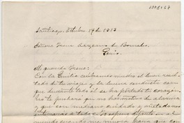 [Carta] 1913 Octubre 27, Santiago [a] Señora Irene Lazcano de Bernales