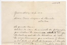 [Carta] 1913 marzo 30, Guaico [a] Señora Irene Lazcano de Bernales