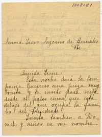 [Carta] 1908 diciembre 14, [Santiago a] Señora Irene Lazcano de Bernales