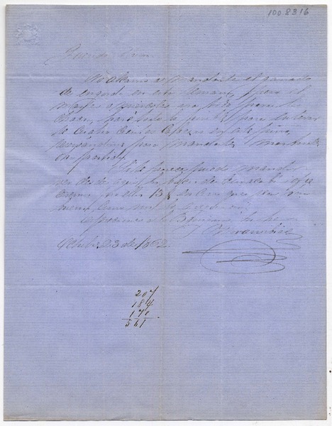 [Carta] 1862 Octubre 23, [a] Alvaro Covarrubias