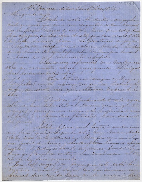 [Carta] 1864 Febrero 6, Valparaíso [a] Benigna Ortúzar de Covarrubias