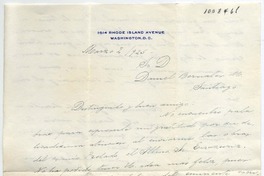 [Carta] 1925 Marzo 2, Washington [a] Daniel Bernales Mancheño : 2 de marzo 1925