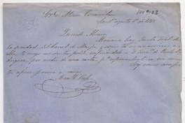 [Carta] 1867 agosto 1° Santiago [a] Alvaro Covarrubias