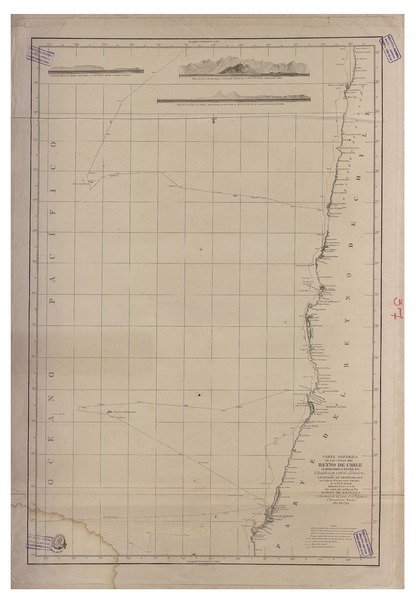 Carta esférica de las costas del Reyno de Chile : comprendidas entre los paralelos de 38 y 22° de latitud sur
