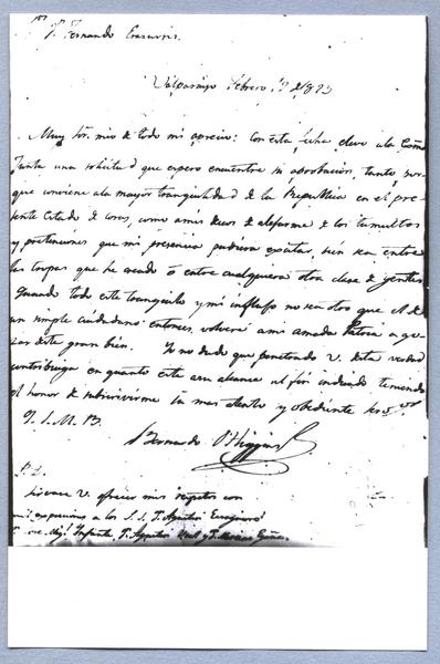 [Carta manuscrita de Bernardo O'Higgins]