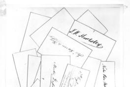 [Serie de firmas y manuscritos en hojas de diferentes personajes, tales como Nicolás Pedro Miller, Martin Zapata, Juan Godoy, entre otros]