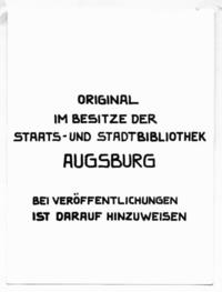 [Texto de una publicación "Original im bezitze der Staats - und stadtbibliothek. Augsburg..."]
