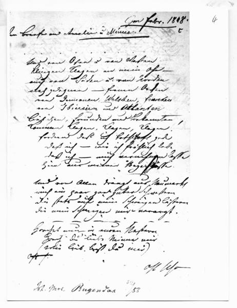 [Manuscrito en alemán, fechado en Febrero 1848, se distingue el nombre de Rugendas]