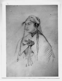 [Mujer picunche "Chanquitiri" del Río Bío - Bío, retrato de medio cuerpo 1835]