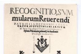 [Portada de libro antiguo en latín, titulado "Recognitio, Svm, 1554"]