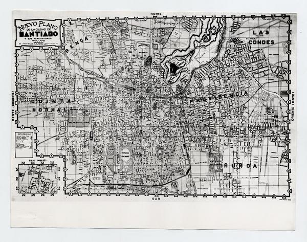 Nuevo plano de la Ciudad de Santiago y sus alrededores, 1943, Kegan