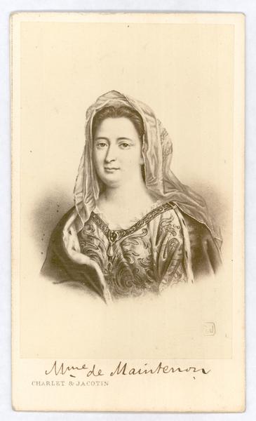 [Madame de Maintenon, , Françoise d'Aubigné, Marquesa francesa, retrato de medio cuerpo]