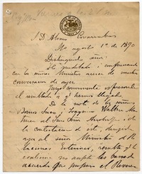 [Carta] 1890 agosto 1, [Santiago?] [al] S. D. Alvaro Covarrubias :