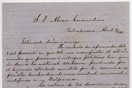 [Carta] 1866 Abril 9, Talcahuano, [a] Álvaro Covarrubias