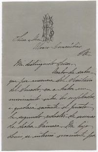 [Carta] 1879 Abril 18, [Santiago] Señor Don Alvaro Covarrubias Pte. Mi distinguido Señor