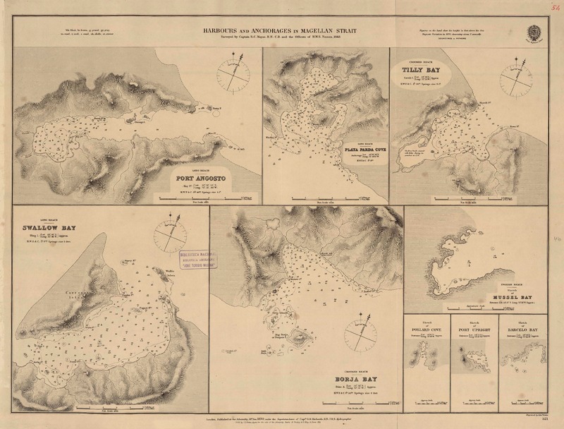 Harbours and Anchorages in Magellan Strait : surveyed by Captain R.C.Mayne, R.N:-C.B. and the Officers of H.M.S. Nassau, 1868 [material cartográfico]