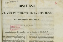 Discurso del Vice-presidente de la República al Congreso Nacional. 1840. ... Santiago 1o. de junio de 1840.