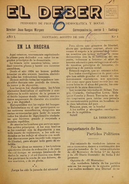 El Deber (Santiago, Chile : 1931)