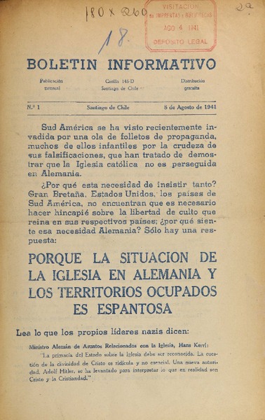 Boletín Informativo (Santiago, Chile : 1941)