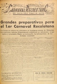 Boletín Informativo Carnaval Recoletano.