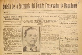Boletín de la Secretaría del Partido Conservador de Magallanes.