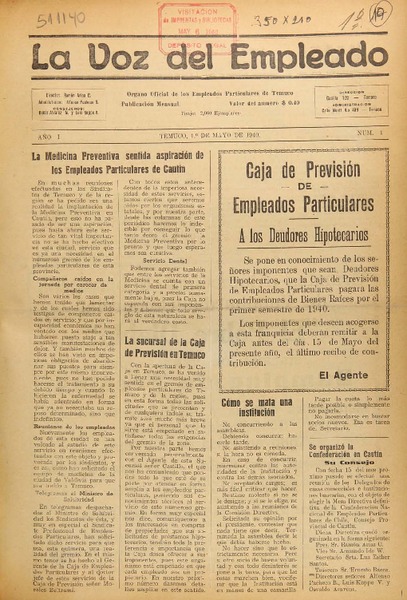 La Voz del Empleado (Temuco, Chile : 1940)